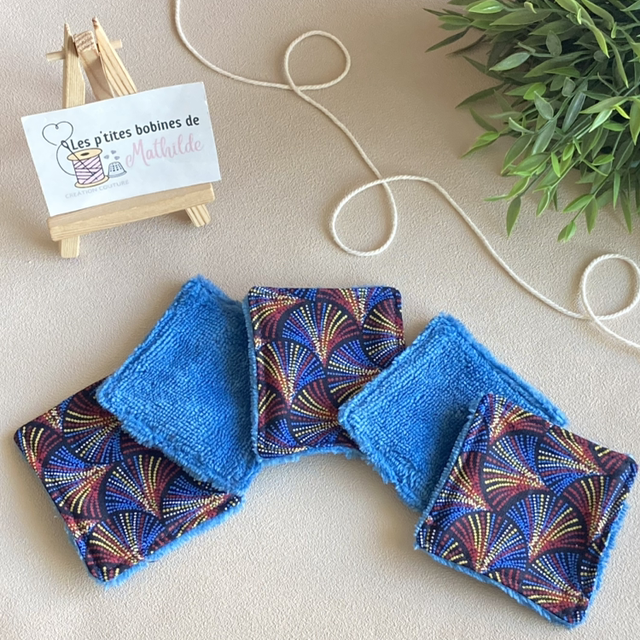 Lingettes | Eventail pois bleus | Lot de 5