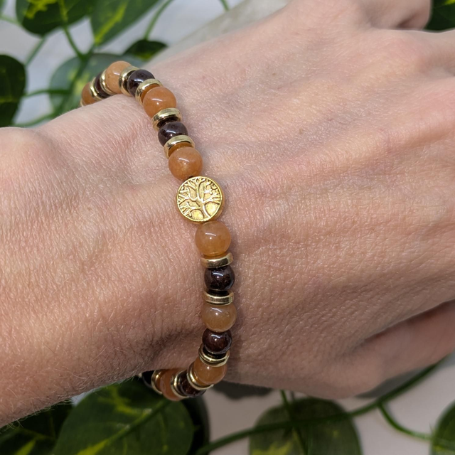 Bracelet "Aventurine & Grenat" 6mm BR-078