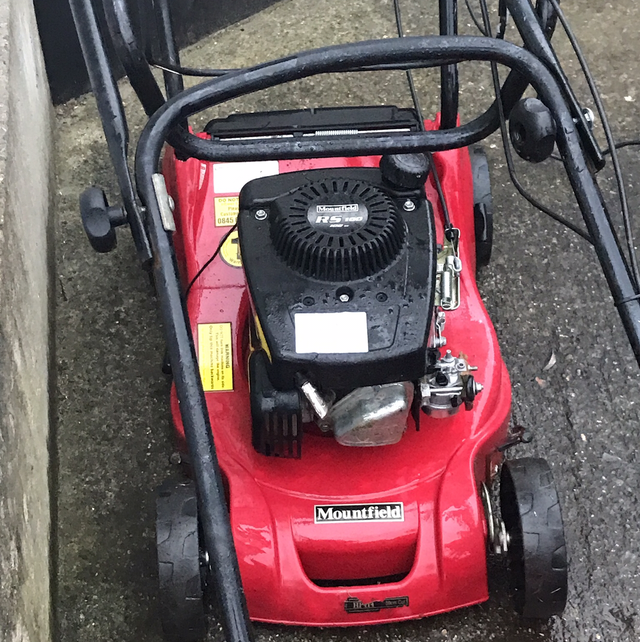 Sold - Red Mountfield Petrol Lawnmower - M84 