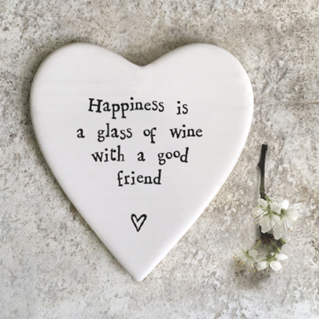 Happiness glass of wine porcelain coaster