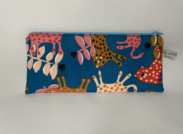 TROUSSE A CRAYONS ENFANT PANTHERE BLEU PETROLE 