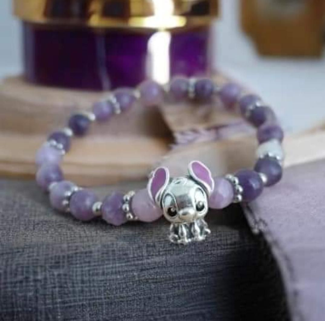 Bracelet Pandolith Lépidolite et son petit Stich