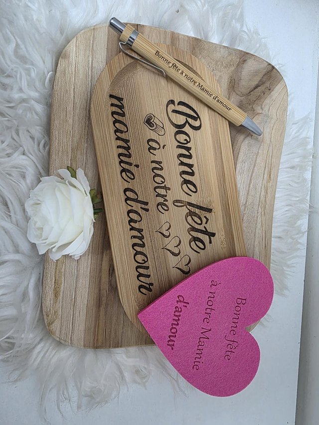 Kit mini plateau + 1 stylo + 1 dessous de verre coeur