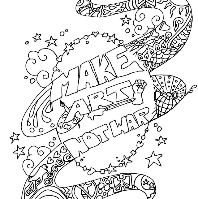 Make art not war - Colouring poster