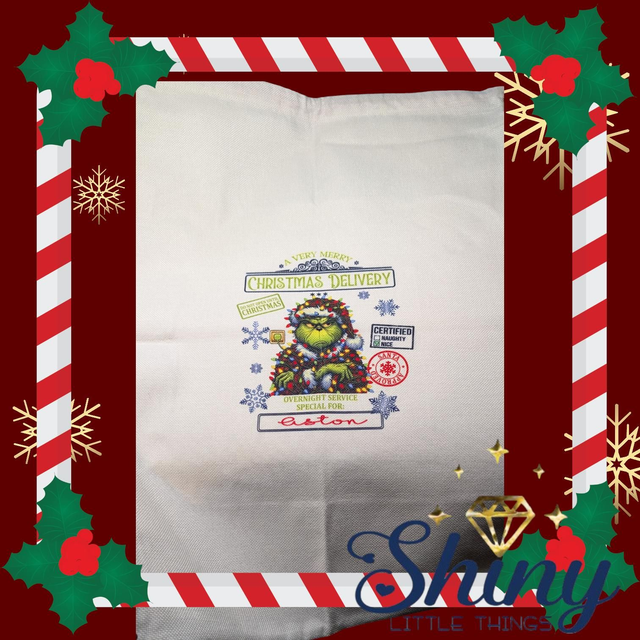 Personalised Grinch Santa Sack 🎄
