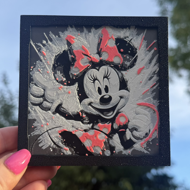 Minnie Mouse Disney Mini HueForge Framed Wall Art – 10 × 10 cm