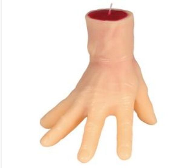 HALLOWEEN , CANDELA MANO ADDAMS