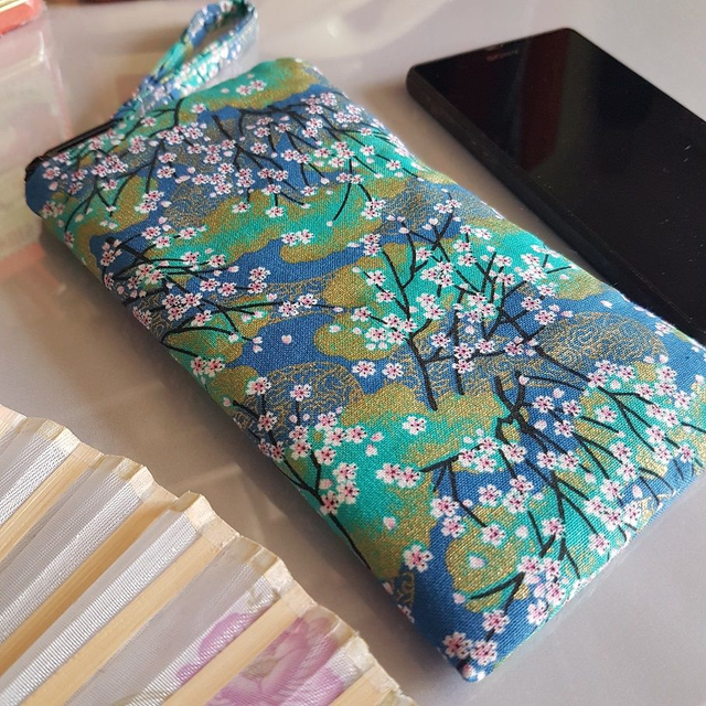 Etui zippé pour smartphone "Akina" turquoise