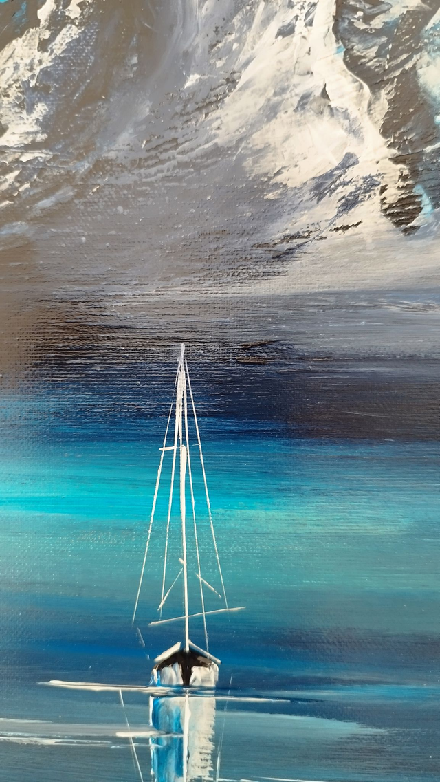 Art contemporain tableau toile œuvre d'art originale bateaux voiliers fluo