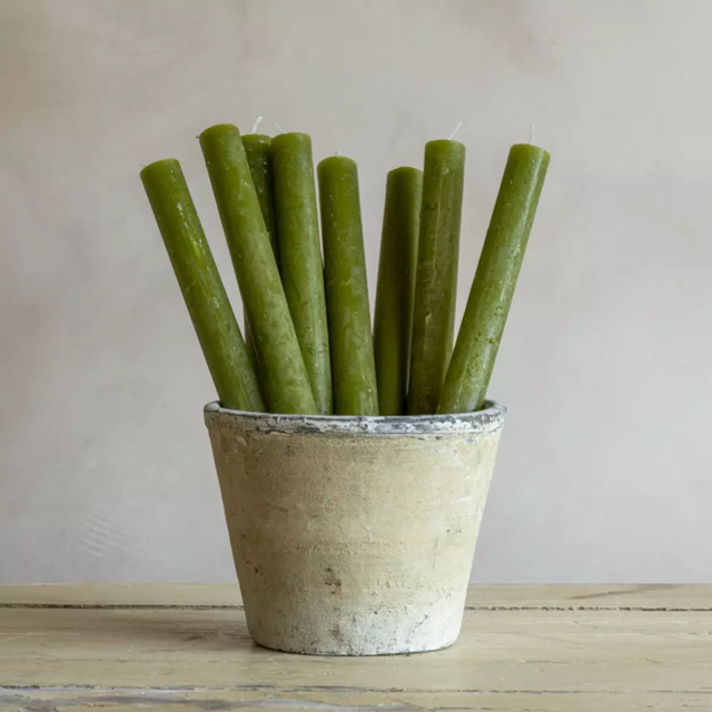 Rustic Dinner Candle Fern Green