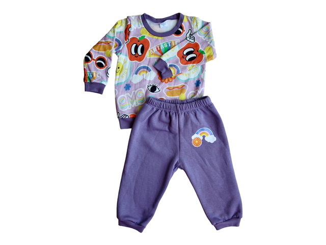 Conjunto Algodón orgánico Cartoons Lila