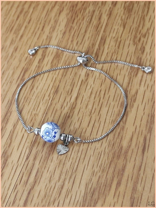 Bracelet coulissant avec breloque - perle céramique