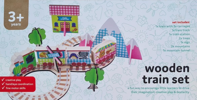 Wooden train set creative play