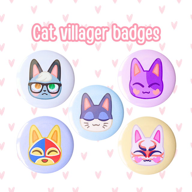 Cat Villager Buttons | Raymond | Bob | Punchy | Kabuki | Stinky