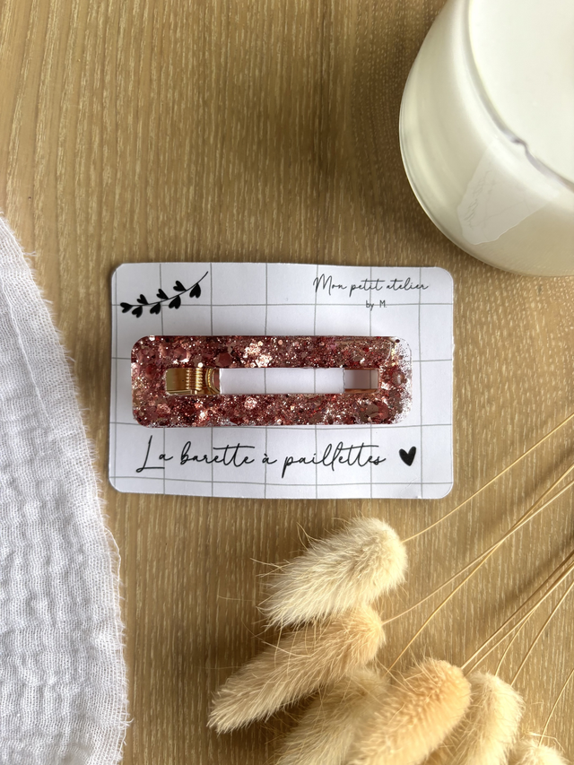 La barette à paillettes - Or rose