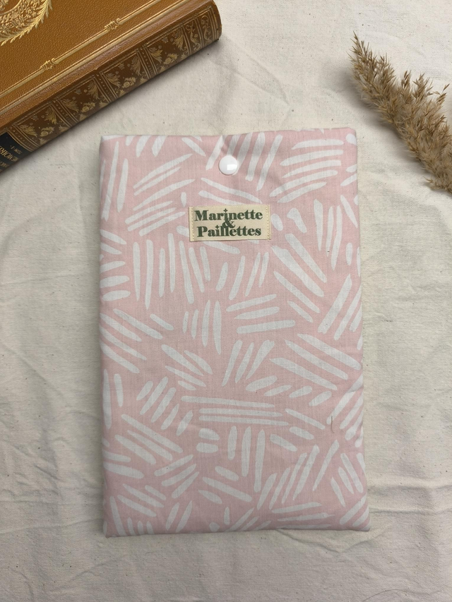 Pochette à livre de poche - rose et blanche