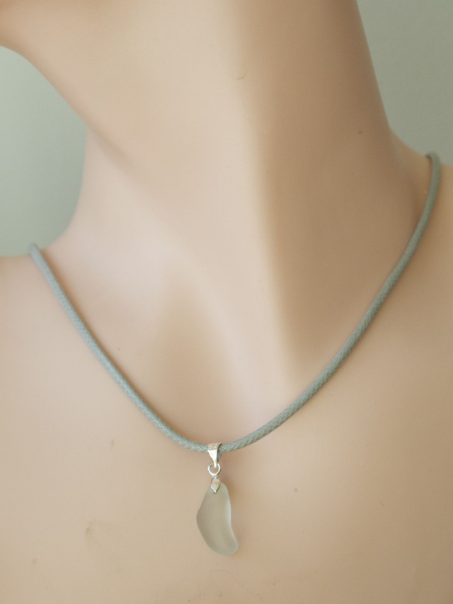 Sea glass pendants with matching cord necklace &amp; extender chain