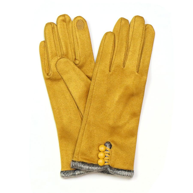 Mustard Faux Suede Gloves  