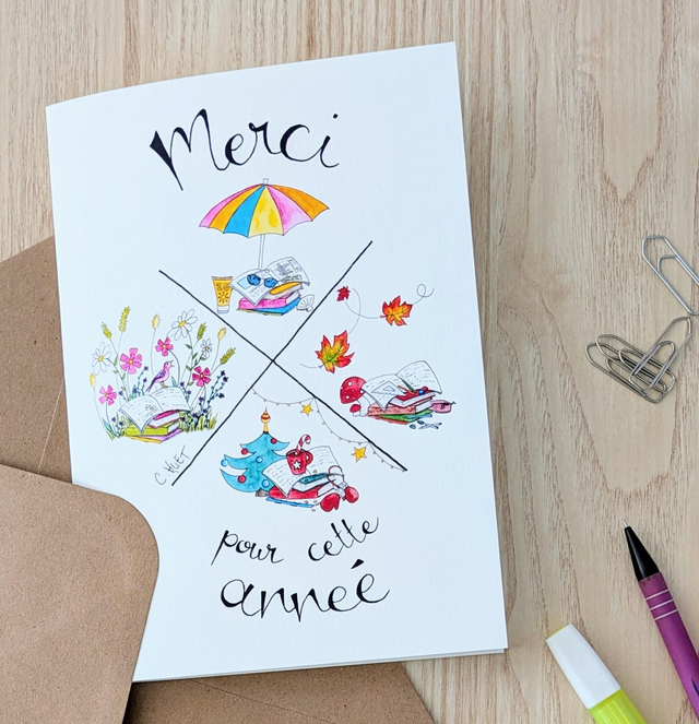 Grande Carte Merci pour cette année pour instit ou prof