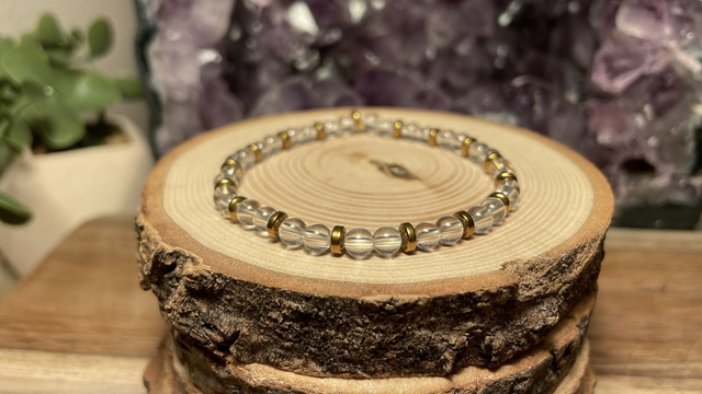 Bracelet CRISTAL DE ROCHE 4mm (Avec Hématites)