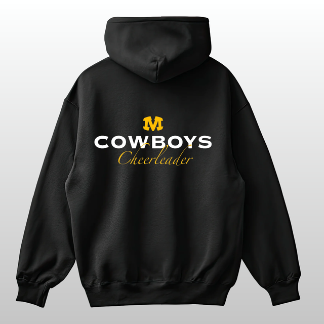 Munich Cowboys Cheerleader Hoodie – Schwarz mit Rücken-Beflockung