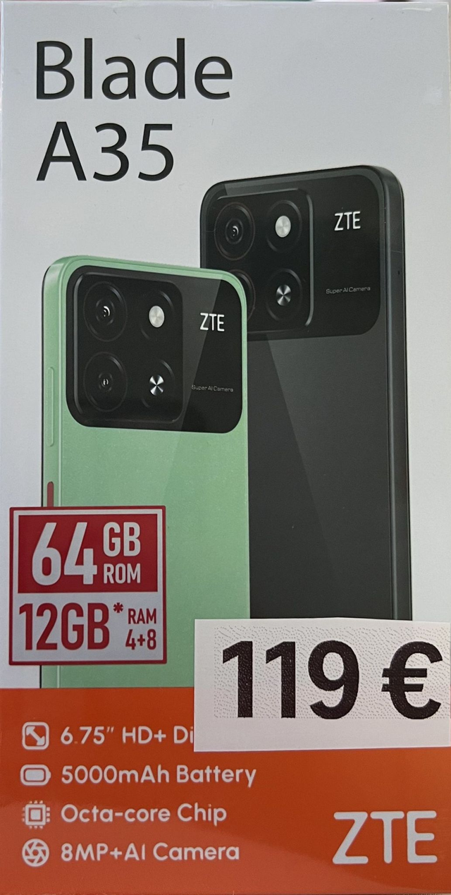ZTE Blade A35 – 64 GB – Schwarz (Neu),"✔️ Neu (ungeöffnet, unbenutzt)