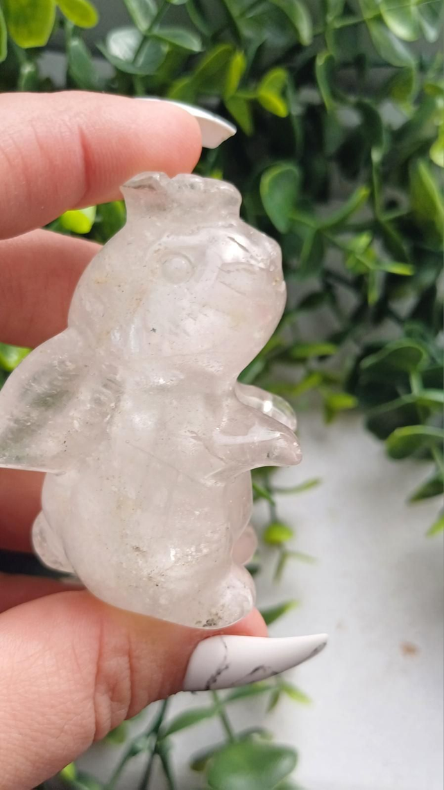 Clear Quartz moon facing Rabbit