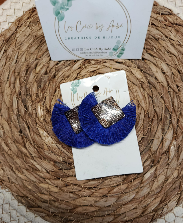 BO MINI BOHEME ARGENTE / POMPONS BLEU ROI 0000251