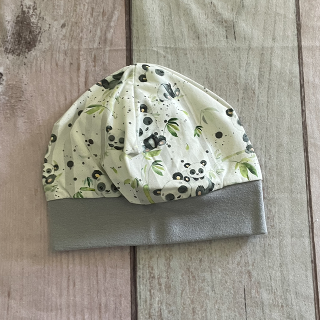 Mütze, Größe 50-52, Panda grau