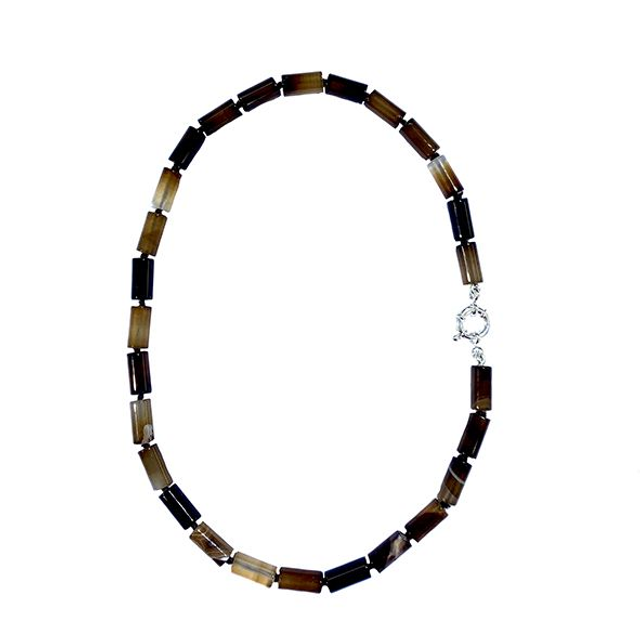 Collana con cilindri in agata e chiusura in argento modello 0707
