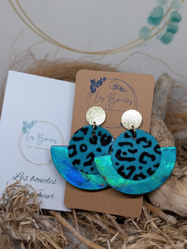 Boucles d'oreilles Dona turquoise léopard do008