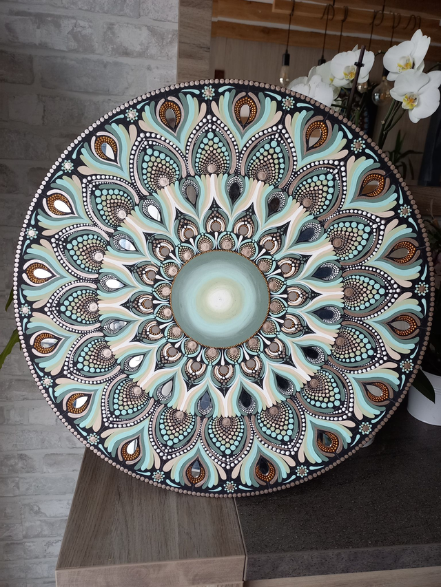 Mandala 55 cm vert d&#039;eau