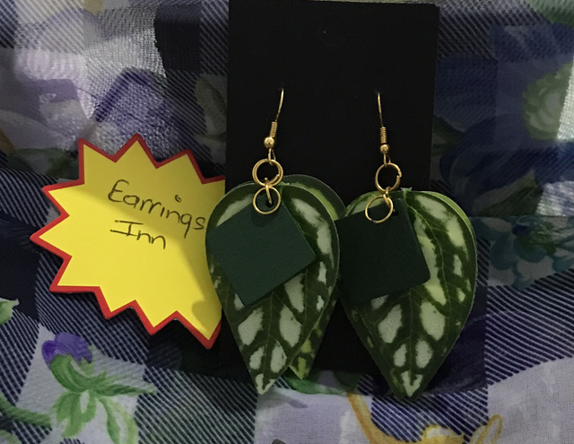 Green Leaf no Dangling Earrings-GDE84