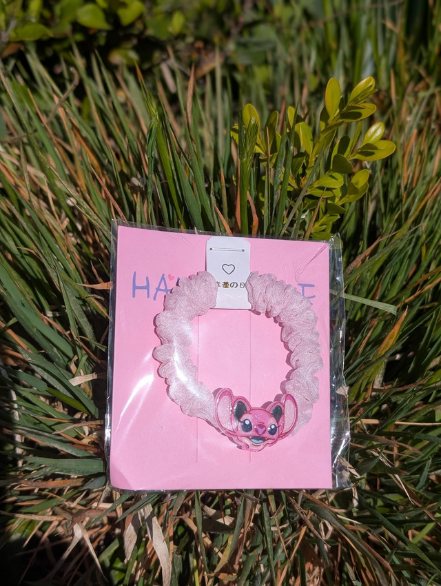 Élastique cheveux Stitch rose