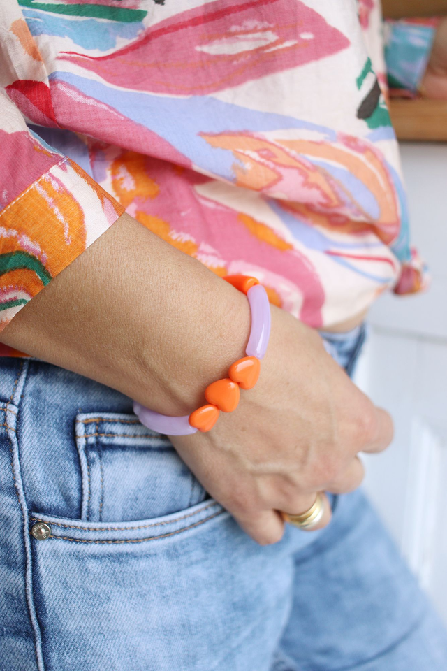 Bracelet Love orange & light lilas