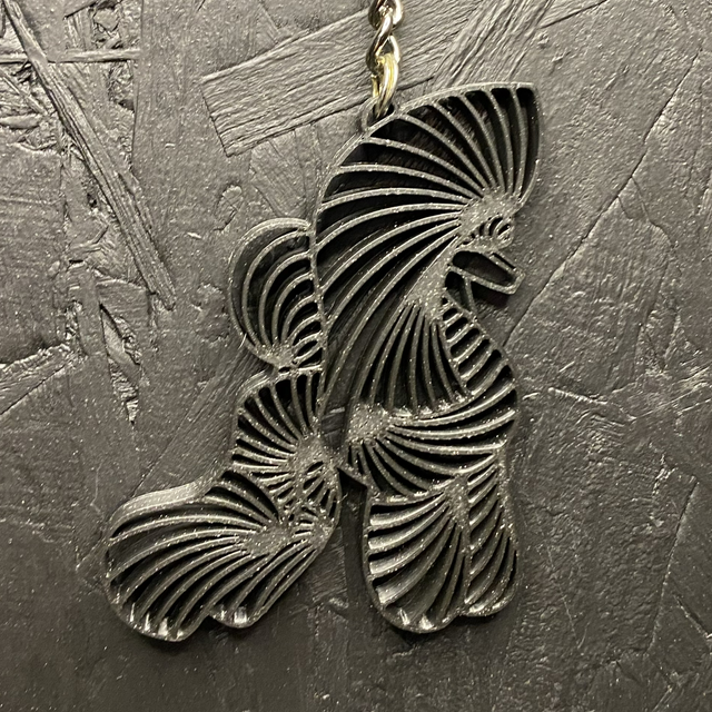 3D - Keychain Poodle Puppy Black Sparkle