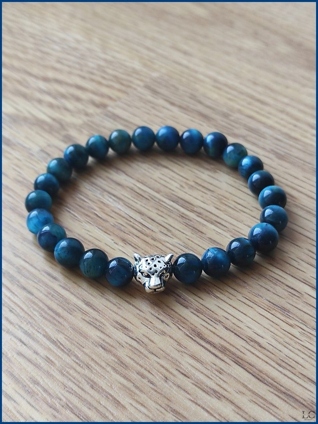 Bracelet léopard - Oeil de Tigre bleu
