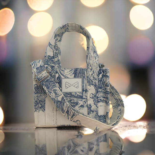 Cabas « Le Romantique » bleu mini