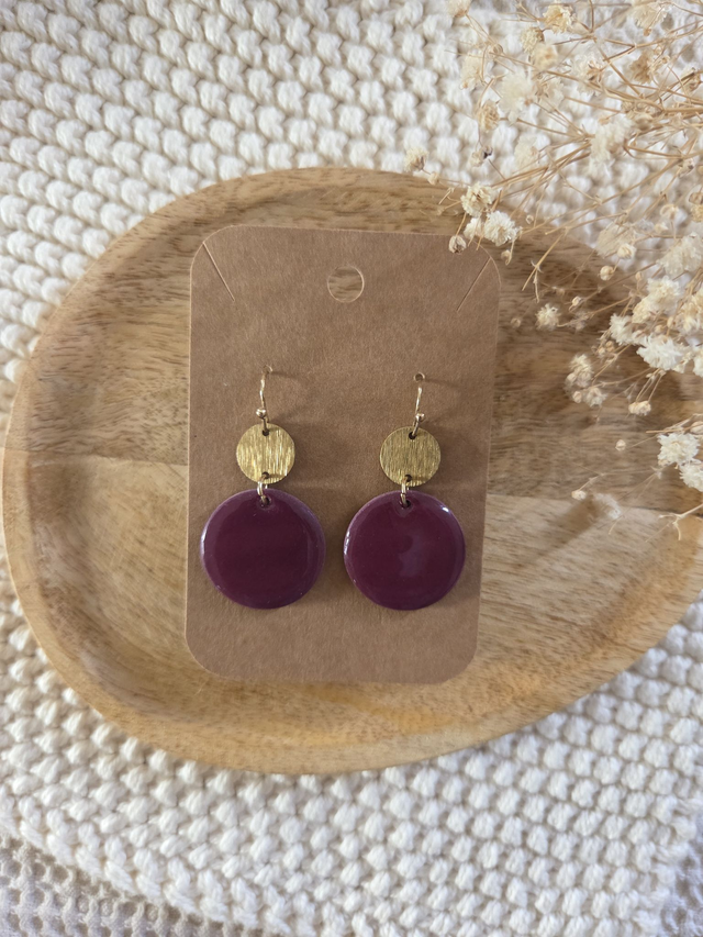 Boucles d&#039;oreilles Salomé glossy coloris violine