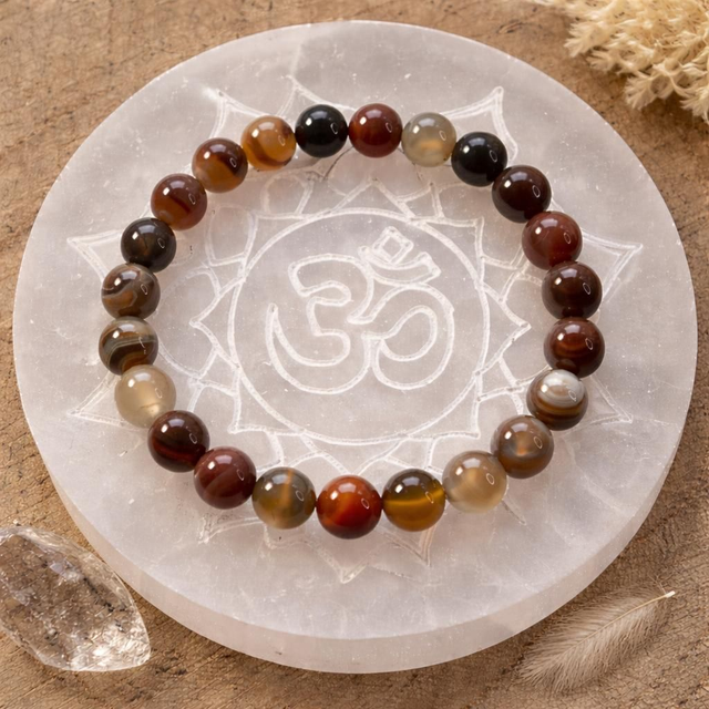 Bracelet AGATE DU BOTSWANA 8 mm – Réconfort, Douceur émotionnelle et Ancrage