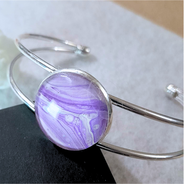 VIOLETTE &amp; CO - Bracelet jonc - Violet et mauve - Métal argenté