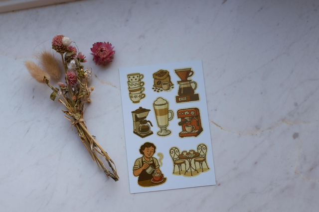 Stickervel Koffie - "Retro Café" - Rozeka