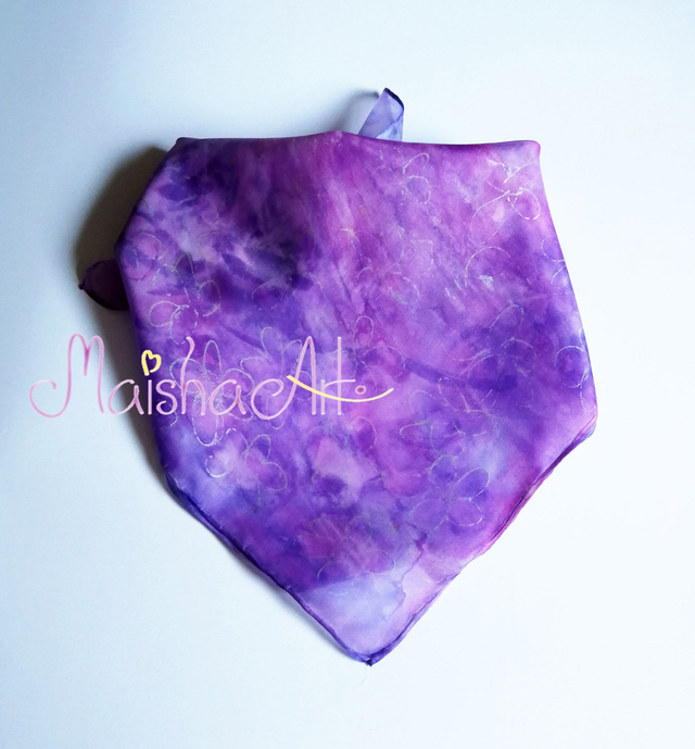 Unikatna, Ročno poslikana Svilena Ruta, Vesele Vijolice