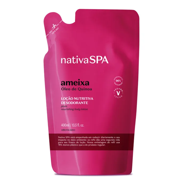 Refil Loção Desodorante Hidratante Corporal Nativa SPA Ameixa 400ml