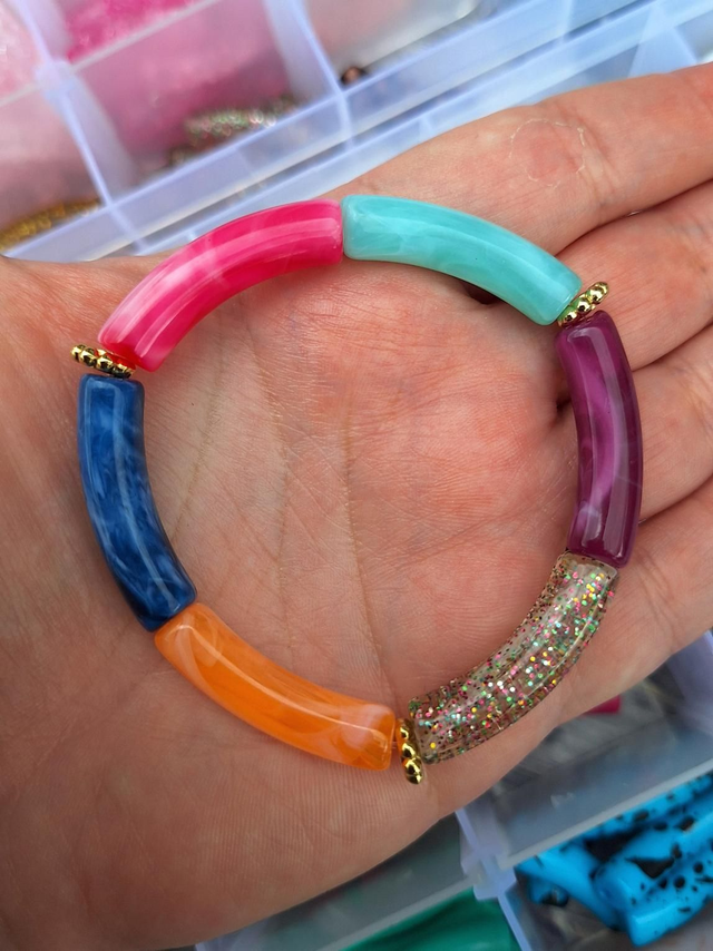 Bracelet Scarlett - Multicolore et paillettes (avec perles rondelles)