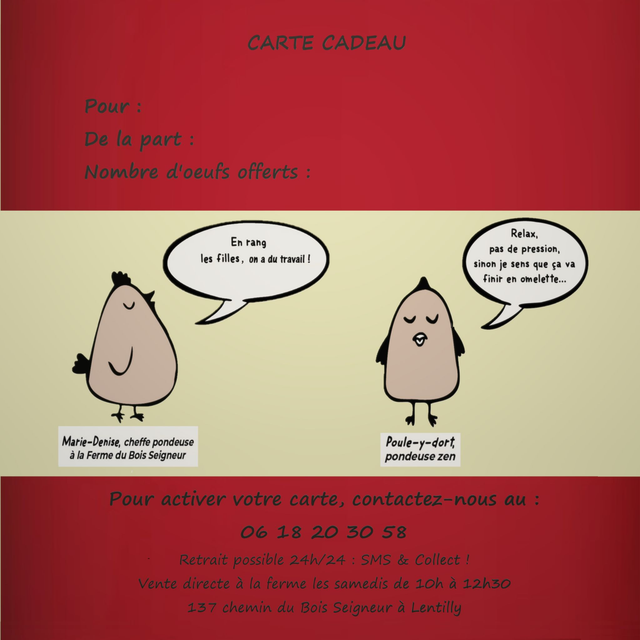 Carte cadeau / Plaisir d'offrir - 60 oeufs bio