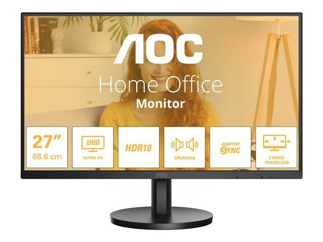  AOC U27B3A - Monitor a LED - 27" - 3840 x 2160 4K UHD (2160p) @ 60 Hz - IPS - 350 cd/m² - 1000:1 - HDR10 - 4 ms - 2xHDMI, DisplayPort -