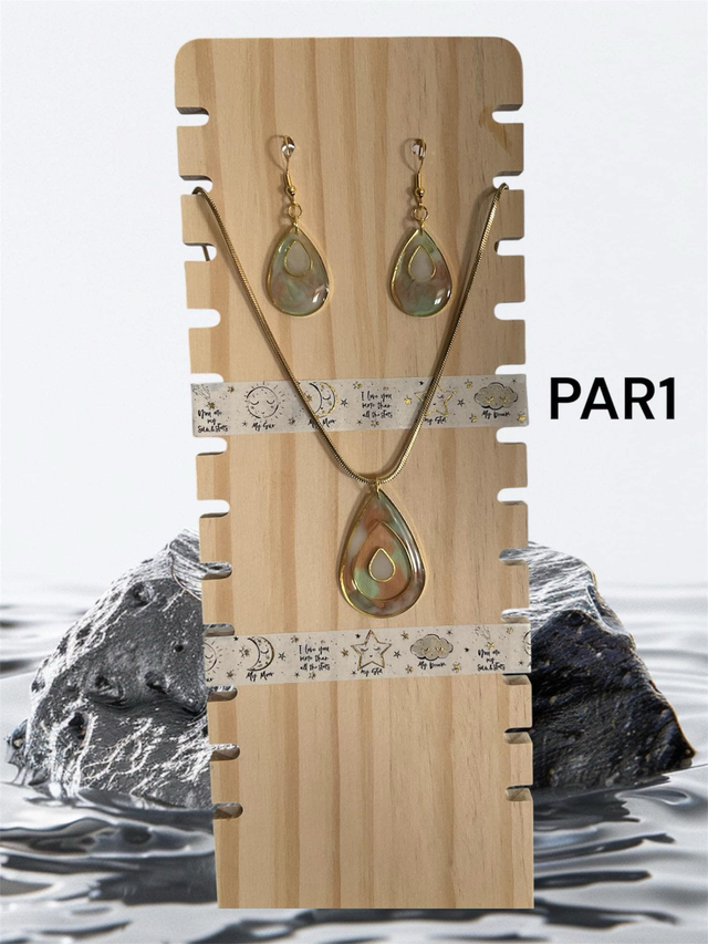 PARURE Collier pendentif AI ou cordon de couleurs diverses  & boucles d'oreilles AI et résine UV 