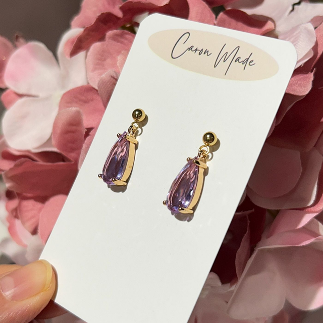 Lilac Teardrop Drop Earrings