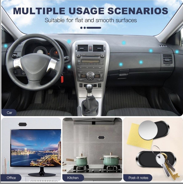 Lot de 2 supports magnétiques en métal, rotation 360°, fixation puissante+ plaques métalliques adhésives incluses